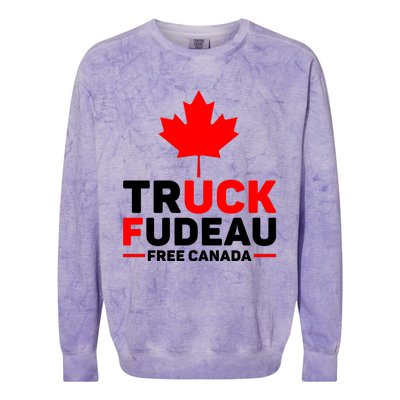 Truck Fudeau Anti Trudeau Free Canada Trucker Heroes Colorblast Crewneck Sweatshirt