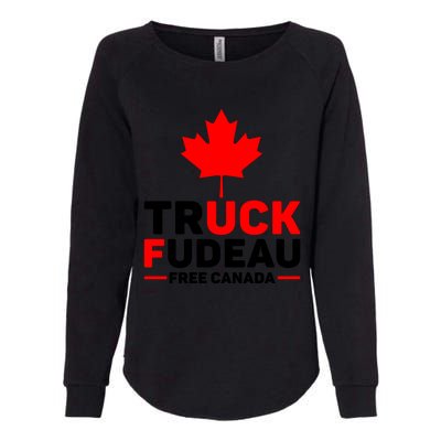 Truck Fudeau Anti Trudeau Free Canada Trucker Heroes Womens California Wash Sweatshirt