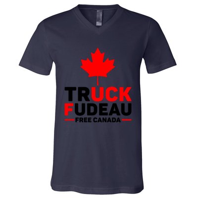 Truck Fudeau Anti Trudeau Free Canada Trucker Heroes V-Neck T-Shirt