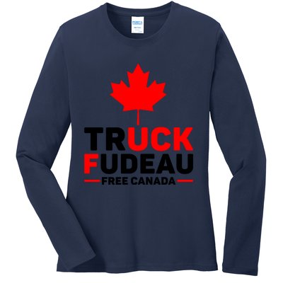 Truck Fudeau Anti Trudeau Free Canada Trucker Heroes Ladies Long Sleeve Shirt