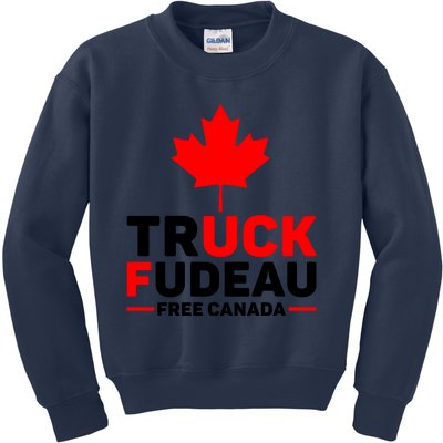 Truck Fudeau Anti Trudeau Free Canada Trucker Heroes Kids Sweatshirt