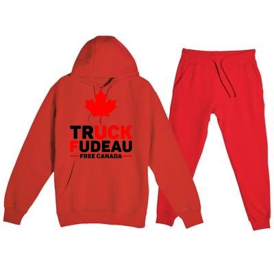 Truck Fudeau Anti Trudeau Free Canada Trucker Heroes Premium Hooded Sweatsuit Set