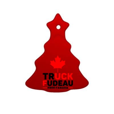 Truck Fudeau Anti Trudeau Free Canada Trucker Heroes Ceramic Tree Ornament