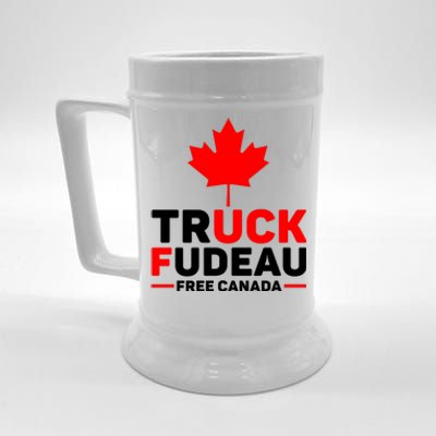 Truck Fudeau Anti Trudeau Free Canada Trucker Heroes Beer Stein