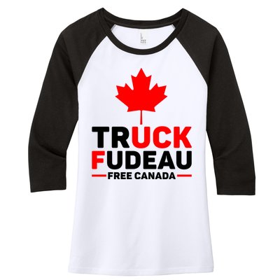 Truck Fudeau Anti Trudeau Free Canada Trucker Heroes Women's Tri-Blend 3/4-Sleeve Raglan Shirt