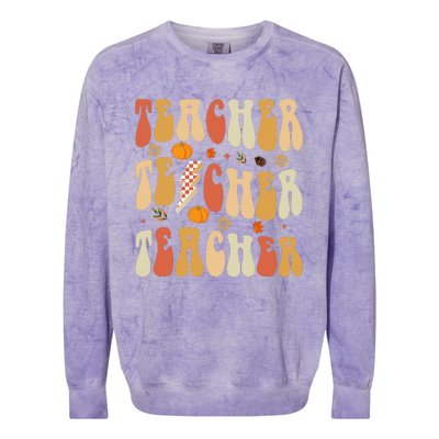 Teacher Fall Autumn Vibes Back To School Colorblast Crewneck Sweatshirt