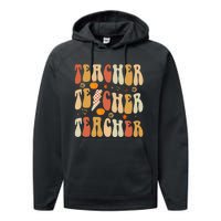 Teacher Fall Autumn Vibes Back To School Performance Fleece Hoodie