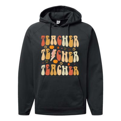 Teacher Fall Autumn Vibes Back To School Performance Fleece Hoodie