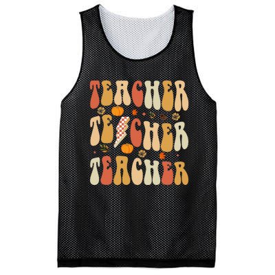 Teacher Fall Autumn Vibes Back To School Mesh Reversible Basketball Jersey Tank