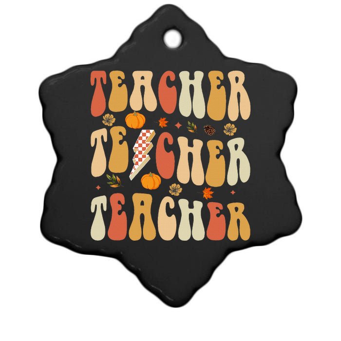 Teacher Fall Autumn Vibes Back To School Ceramic Star Ornament