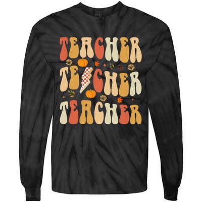 Teacher Fall Autumn Vibes Back To School Tie-Dye Long Sleeve Shirt