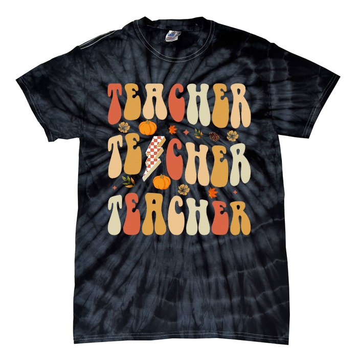 Teacher Fall Autumn Vibes Back To School Tie-Dye T-Shirt