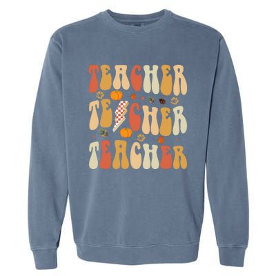 Teacher Fall Autumn Vibes Back To School Garment-Dyed Sweatshirt