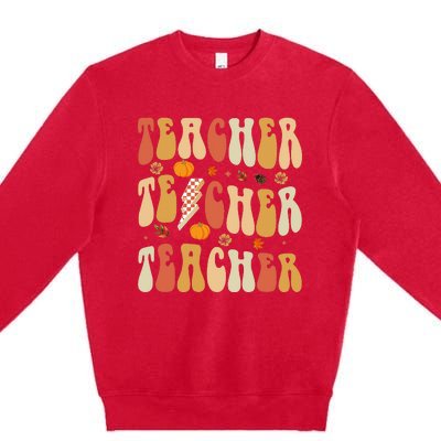 Teacher Fall Autumn Vibes Back To School Premium Crewneck Sweatshirt