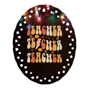 Teacher Fall Autumn Vibes Back To School Ceramic Oval Ornament