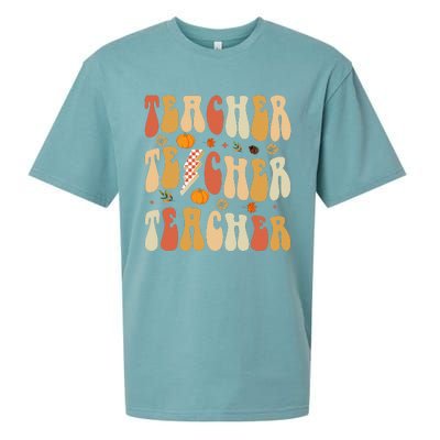 Teacher Fall Autumn Vibes Back To School Sueded Cloud Jersey T-Shirt