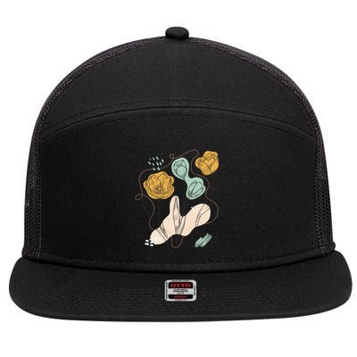 Tulip Flowers Abstract 7 Panel Mesh Trucker Snapback Hat