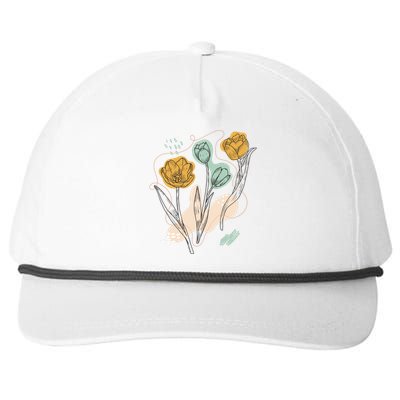 Tulip Flowers Abstract Snapback Five-Panel Rope Hat