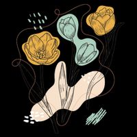 Tulip Flowers Abstract 7-Panel Snapback Hat