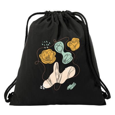 Tulip Flowers Abstract Drawstring Bag