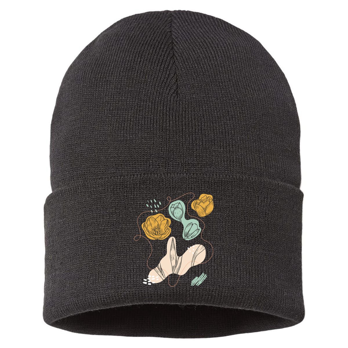 Tulip Flowers Abstract Sustainable Knit Beanie