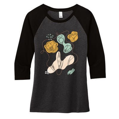 Tulip Flowers Abstract Women's Tri-Blend 3/4-Sleeve Raglan Shirt