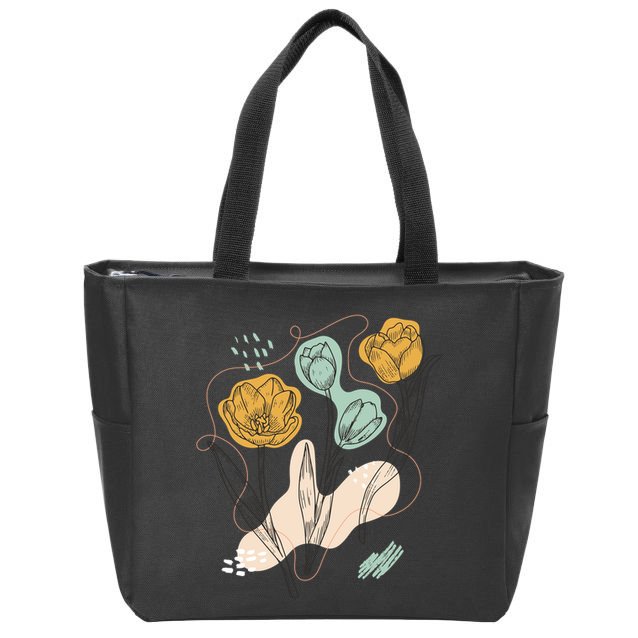 Tulip Flowers Abstract Zip Tote Bag