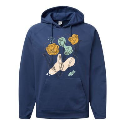 Tulip Flowers Abstract Performance Fleece Hoodie