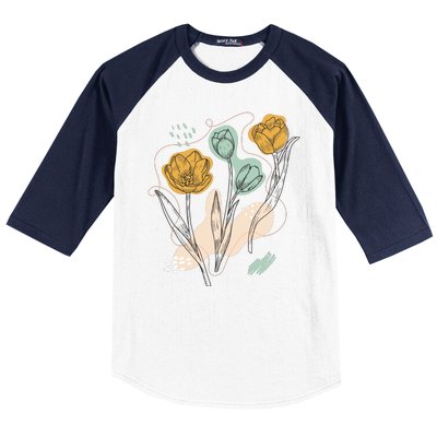 Tulip Flowers Abstract Baseball Sleeve Shirt