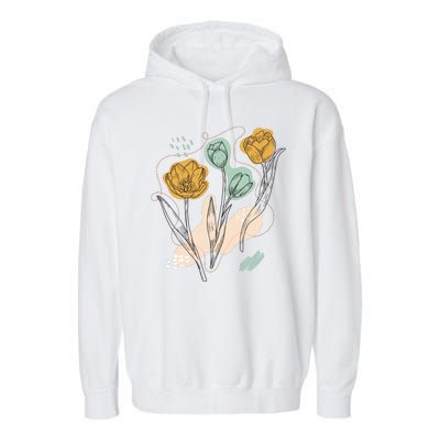 Tulip Flowers Abstract Garment-Dyed Fleece Hoodie