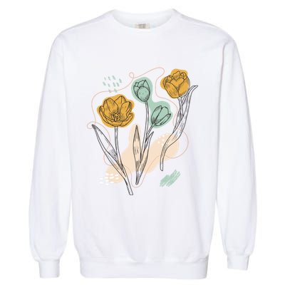 Tulip Flowers Abstract Garment-Dyed Sweatshirt