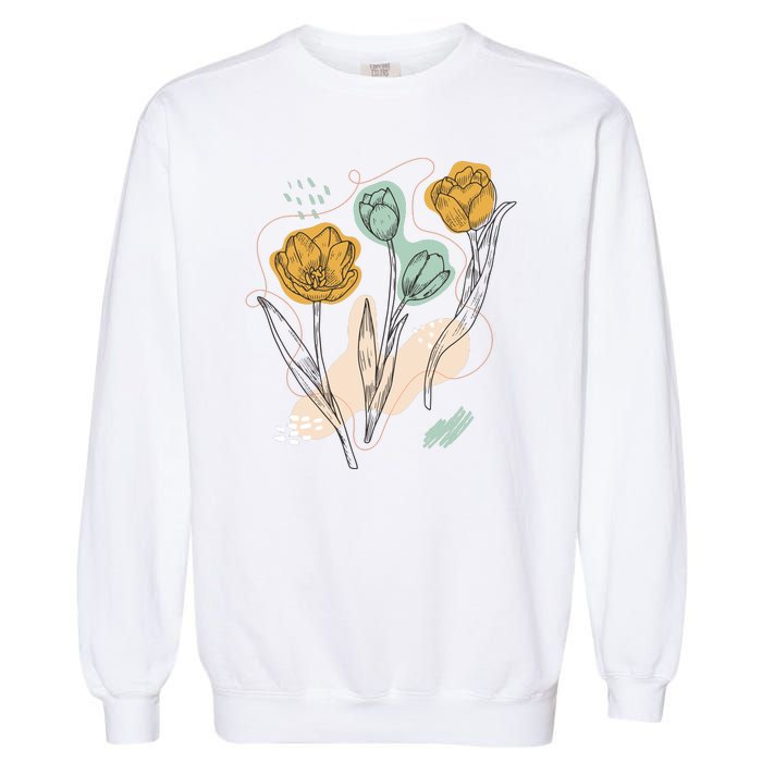 Tulip Flowers Abstract Garment-Dyed Sweatshirt