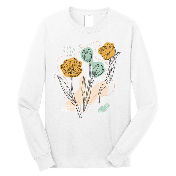 Tulip Flowers Abstract Long Sleeve Shirt