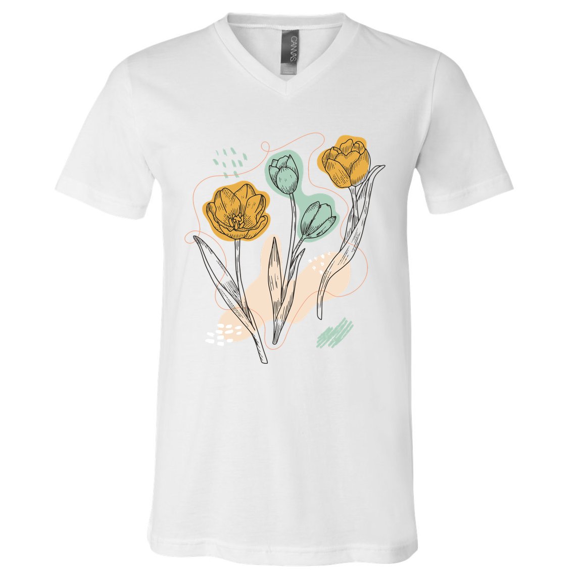 Tulip Flowers Abstract V-Neck T-Shirt