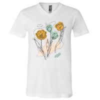 Tulip Flowers Abstract V-Neck T-Shirt