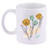 Tulip Flowers Abstract 11oz C Handle Ceramic Mug