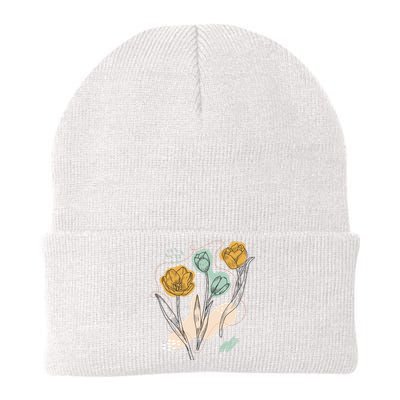 Tulip Flowers Abstract Knit Cap Winter Beanie