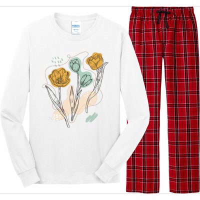 Tulip Flowers Abstract Long Sleeve Pajama Set