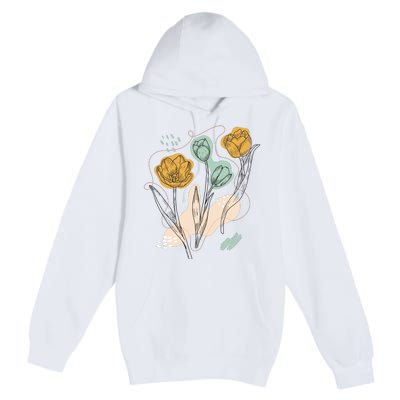 Tulip Flowers Abstract Premium Pullover Hoodie