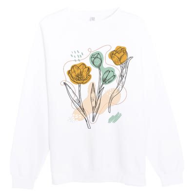 Tulip Flowers Abstract Premium Crewneck Sweatshirt