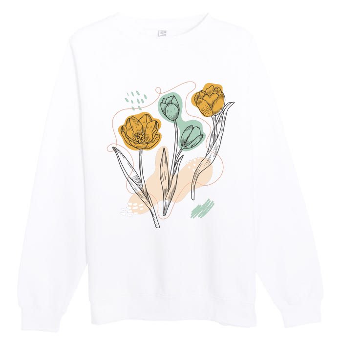 Tulip Flowers Abstract Premium Crewneck Sweatshirt