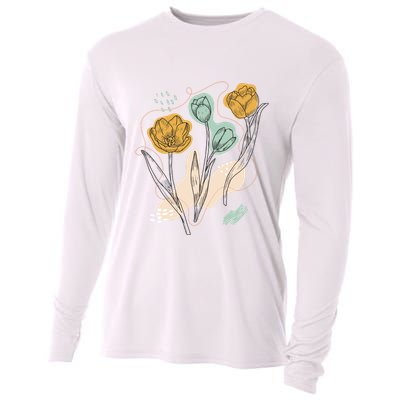 Tulip Flowers Abstract Cooling Performance Long Sleeve Crew