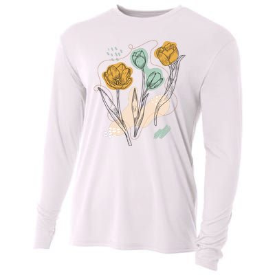 Tulip Flowers Abstract Cooling Performance Long Sleeve Crew