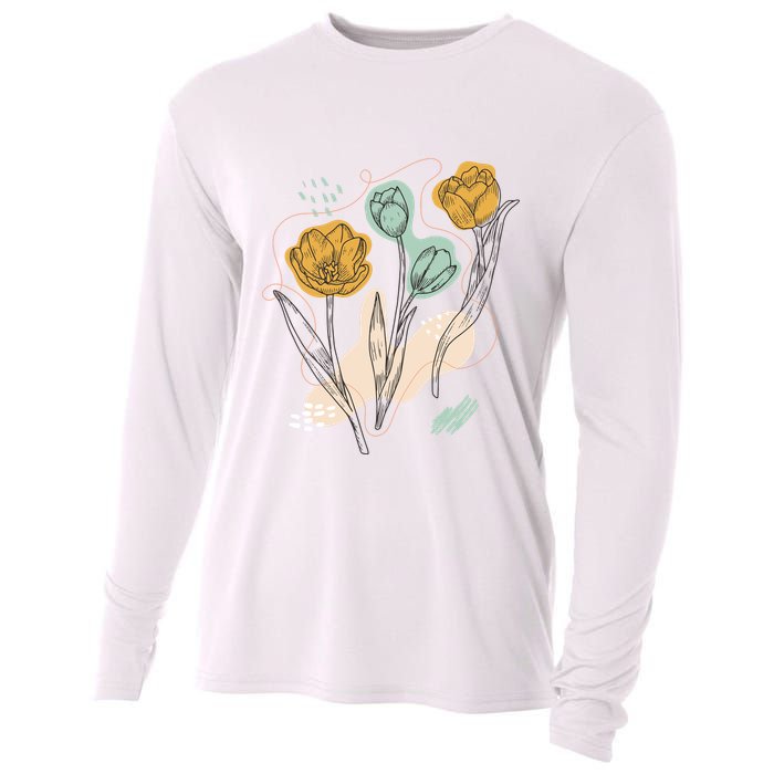 Tulip Flowers Abstract Cooling Performance Long Sleeve Crew
