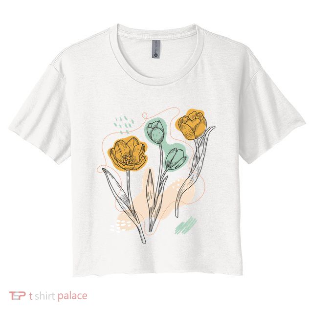 Tulip Flowers Abstract Crop Top