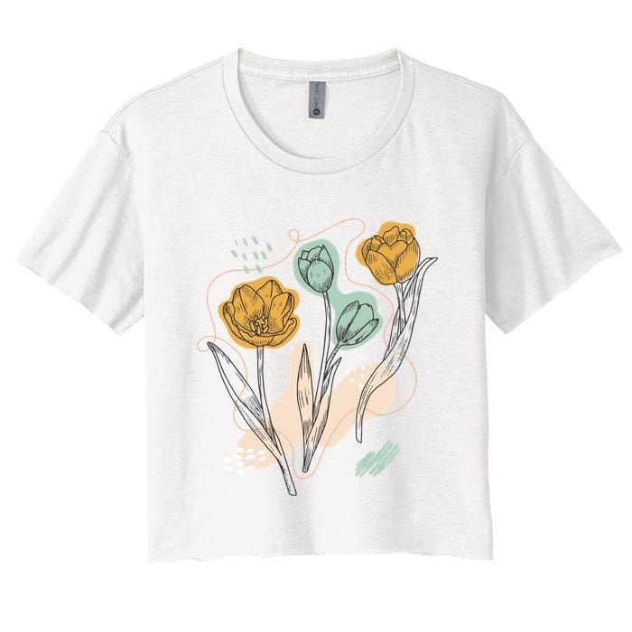 Tulip Flowers Abstract Crop Top