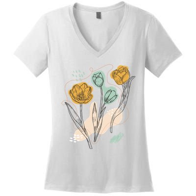 Tulip Flowers Abstract Women's V-Neck T-Shirt