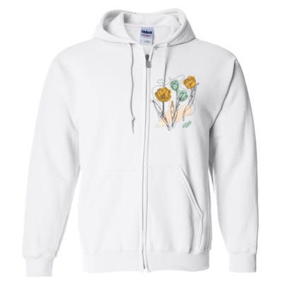 Tulip Flowers Abstract Full Zip Hoodie