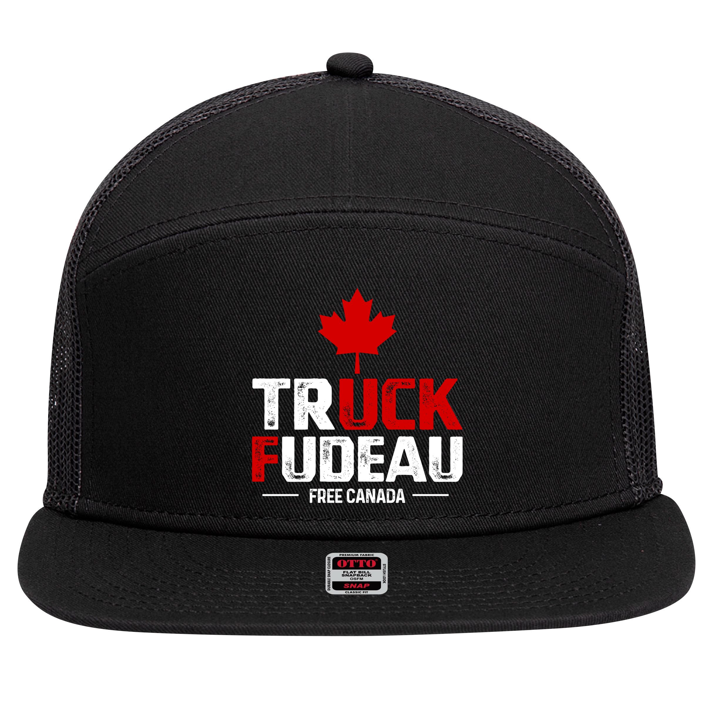 Truck Fudeau Anti Trudeau Free Canada Trucker Heroes 7 Panel Mesh Trucker Snapback Hat