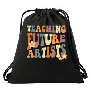 Teaching Future Artists Retro Teacher Students Drawstring Bag